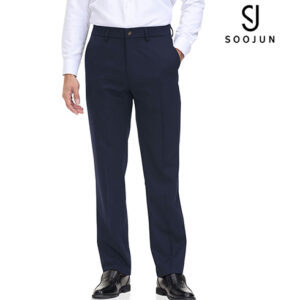 Soojun Men's Classic Fit Flex Waist Flat Front Dress Pant, Navy